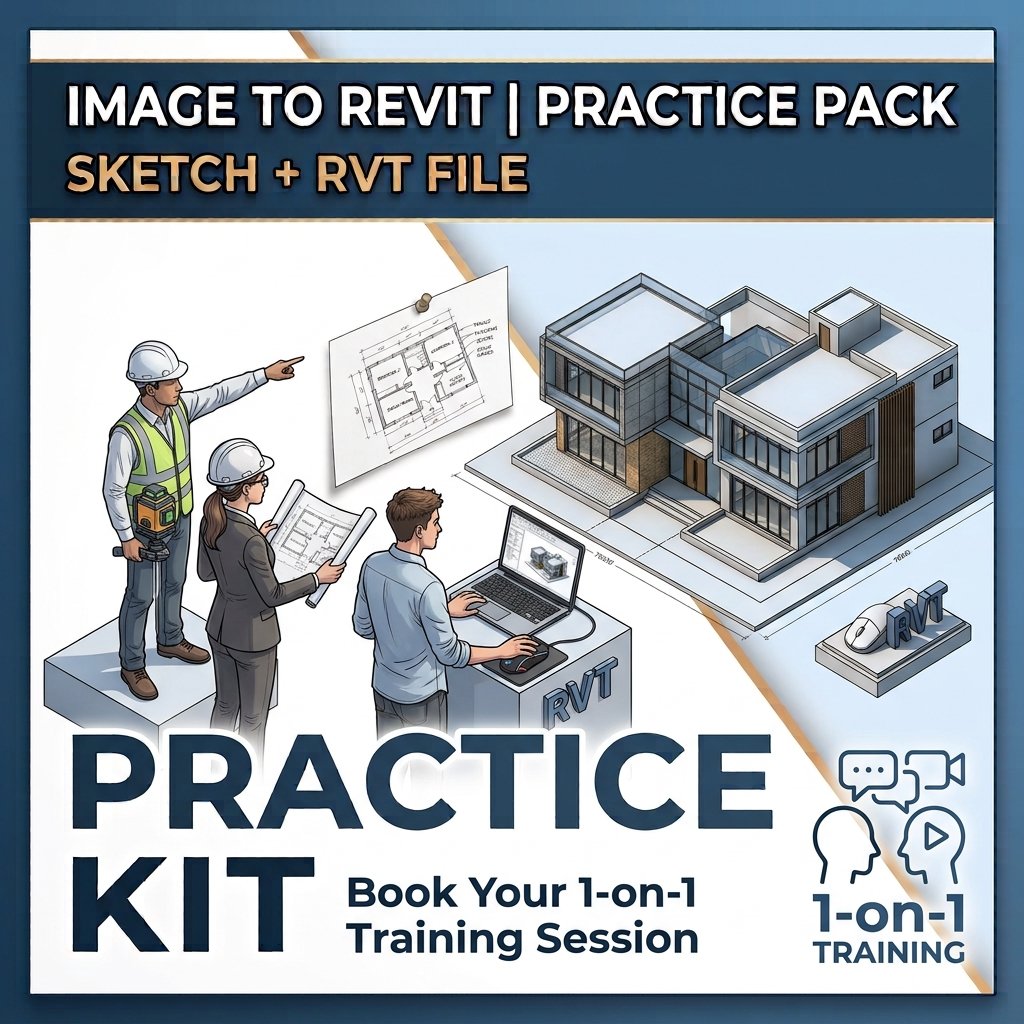 Image to Revit Practice Kit (2D Sketch + Finished 3D Revit Model)